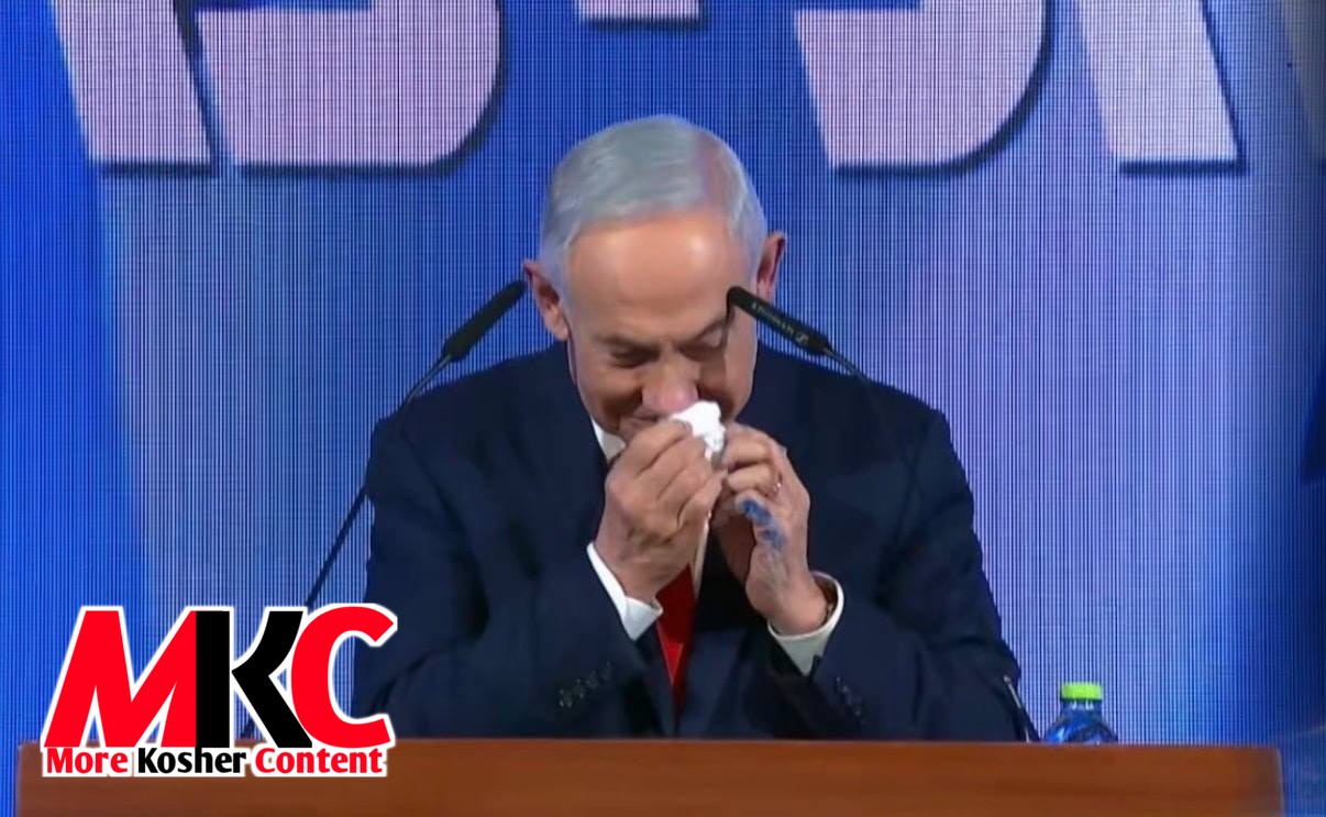 פריים מיניסטער נתניהו האט אפגעהאלטן זיין רעדע היינט נאכט מיט א האנט פארשמירט מיט טינט פונעם פעדער מיט וואס ע…
