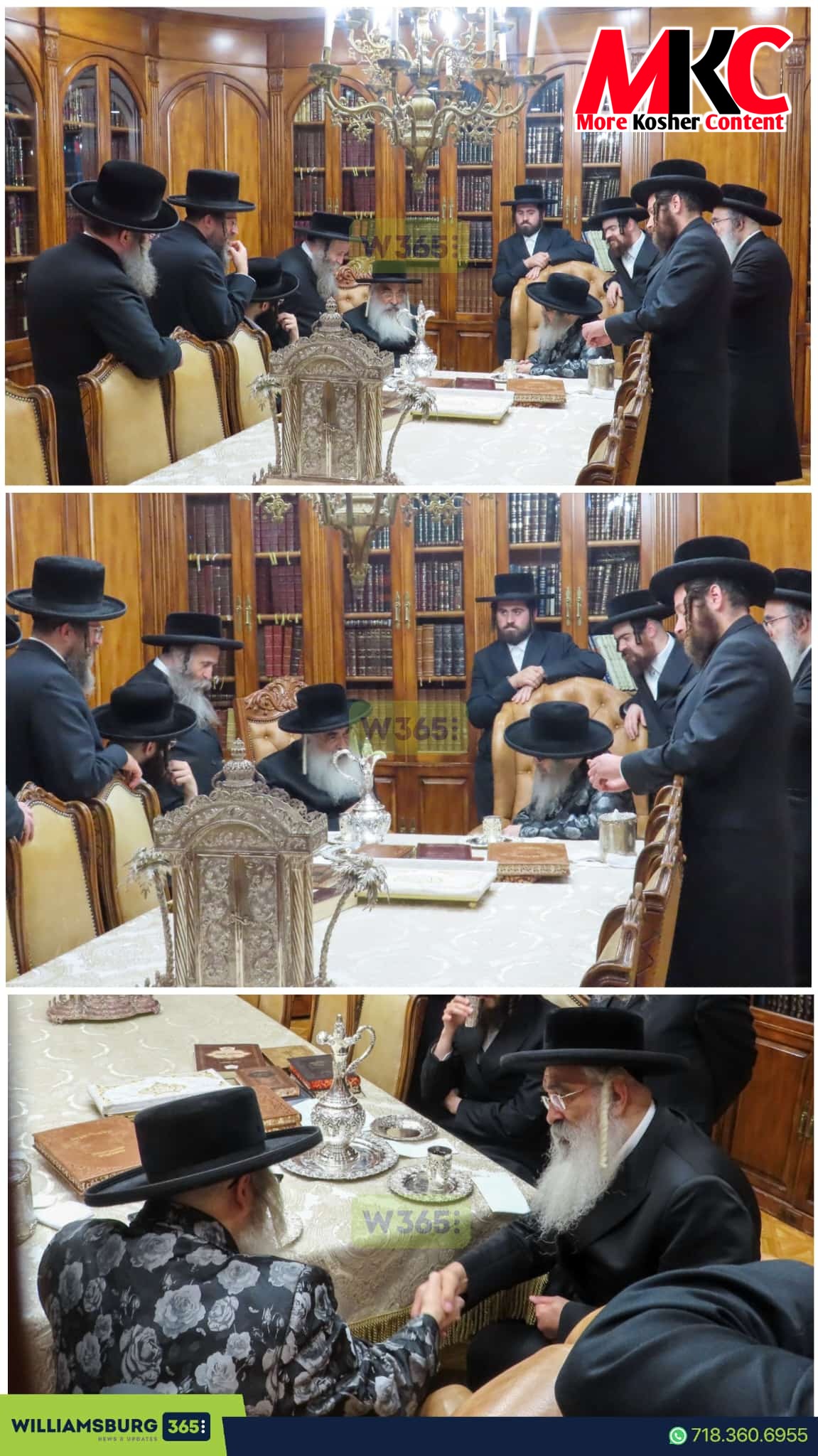 The Dishunsky Rebbe visiting the Satmar Rebbe.